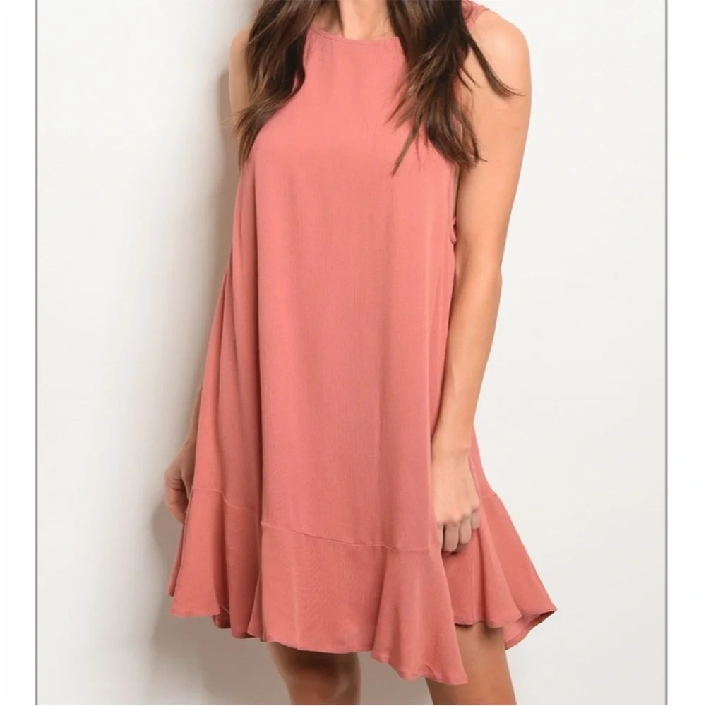 Coral Color Scoopback Dress - Picture 7 of 8
